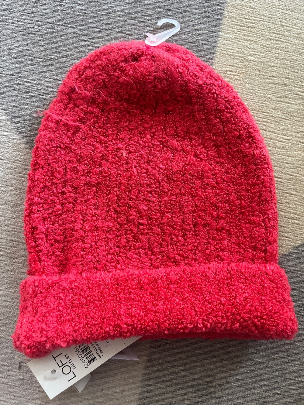 LOFT Red Textured Fold-Over Beanie
